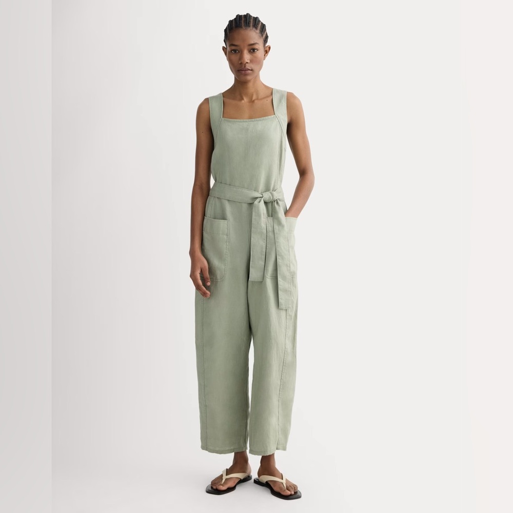 Everlane Utility Coverall in Linen in Seagrass